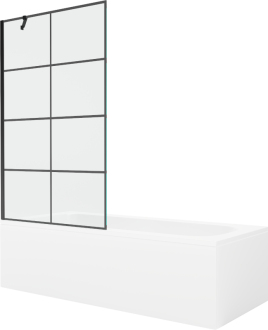 Mexen Vega vana 160x70 cm s panelem a zástěnou 100 cm, černý vzor 550116070X9510007077
