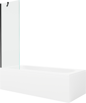 Mexen Vega vana 180x80cm panel + zástěna 60 cm, průhledná, černá 550118080X9506000070