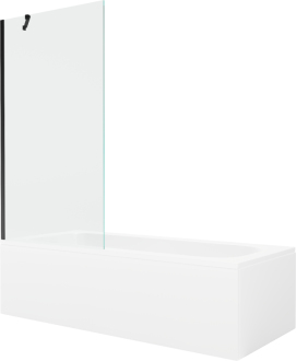 Mexen Vega vana 180x80cm panel + zástěna 90 cm, průhledná, černá 550118080X9509000070