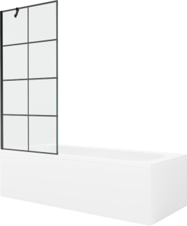 Mexen Vega vana 180x80 cm s panelem a zástěnou 80 cm, černý vzor 550118080X9508007077