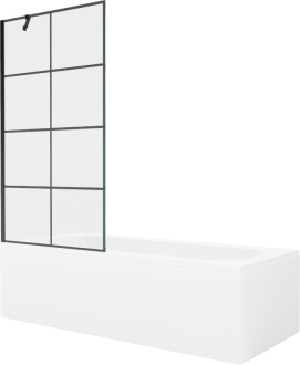 Mexen Vega vana 180x80 cm s panelem a zástěnou 90 cm, černý vzor 550118080X9509007077