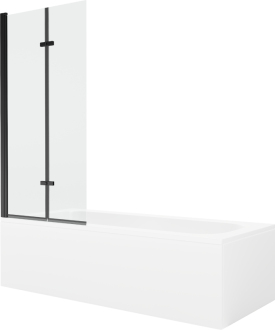 Mexen Vega vana 170x70cm panel + zástěna 80 cm, průhledná, černá 550117070X9208027000