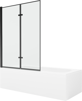 Mexen Vega vana 180x80 cm s panelem a zástěnou 120 cm, černý vzor 550118080X9212027070