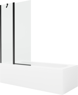 Mexen Vega vana 150x70cm panel + zástěna 100 cm, průhledná, černá 550115070X9410117000