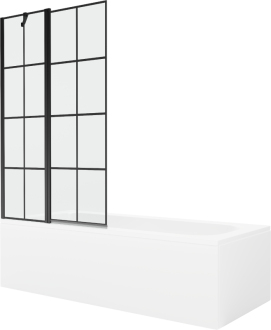 Mexen Vega vana 150x70 cm s panelem a zástěnou 100 cm, černý vzor 550115070X9410117077