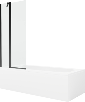 Mexen Vega vana 160x70cm panel + zástěna 80 cm, průhledná, černá 550116070X9408117000