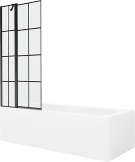 Mexen Vega vana 170x70 cm s panelem a zástěnou 80 cm, černý vzor 550117070X9408117077