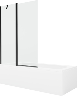 Mexen Vega vana 180x80cm panel + zástěna 120 cm, průhledná, černá 550118080X9412117000