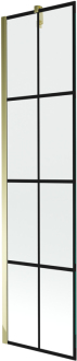 Mexen Next vanová zástěna jednokřídlá 50 x 150 cm, černý vzor, zlatá 895-050-000-00-77-50