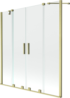 Mexen Velar Duo vanová zástěna, 140x150, transp., broušené zlato 896-140-000-02-55