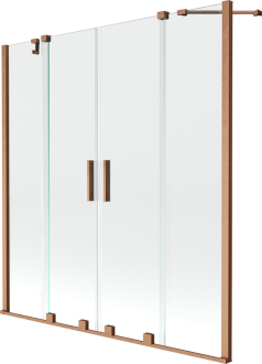 Mexen Velar Duo vanová zástěna, 150x150, transp., broušená měď 896-150-000-02-65