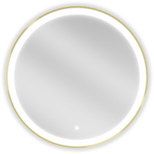 Mexen Esso koupelnové zrcadlo, kulaté 70 cm, LED 6000K, zlatý rám 9825-070-070-611-50