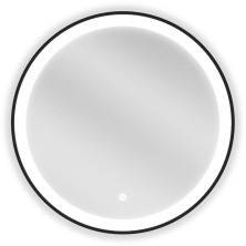 Mexen Esso koupelnové zrcadlo, kulaté 60 cm, LED 6000K, černý rám 9825-060-060-611-50