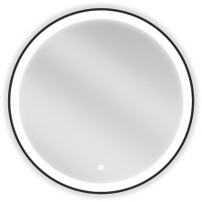 Mexen Esso koupelnové zrcadlo, kulaté 70, LED 6000K, černý rám 9825-070-070-611-70