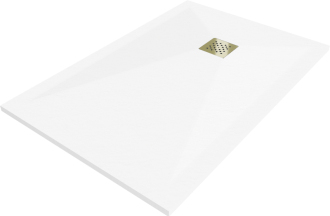 Mexen Stone+ obdélníková kompozitová vanička 100x80 cm, bílá, zlatý kryt 44108010-G
