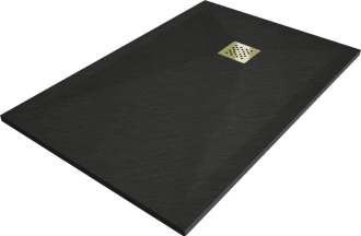 Mexen Stone+ obdélníková kompozitová vanička 140x70 cm, černá, zlatý kryt 44707014-G