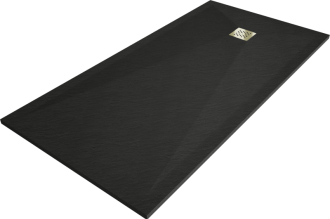 Mexen Stone+ obdélníková kompozitová vanička 180x100 cm, černá, zlatý kryt 44701018-G
