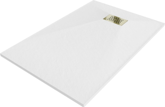 Mexen Hugo obdélníková sprchová vanička SMC 100 x 90 cm, bílá, zlatý kryt - 42109010-G
