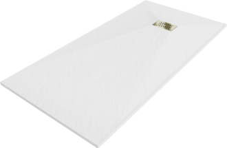 Mexen Hugo obdélníková sprchová vanička SMC 180 x 90 cm, bílá, zlatý kryt - 42109018-G