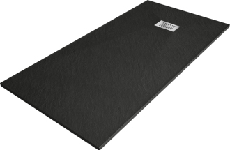 Mexen Hugo obdélníková sprchová vanička SMC 180 x 80 cm, černá, nerezový kryt - 42708018-X