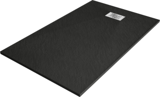 Mexen Hugo obdélníková sprchová vanička SMC 150 x 90 cm, černá, nerezový kryt - 42709015-X
