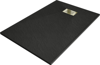 Mexen Hugo obdélníková sprchová vanička SMC 120 x 80 cm, černá, zlatý kryt - 42708012-G