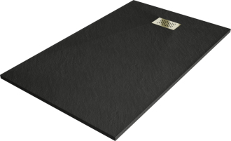 Mexen Hugo obdélníková sprchová vanička SMC 140 x 80 cm, černá, zlatý kryt - 42708014-G