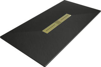 Mexen Toro obdélníková sprchová vanička SMC 180 x 90 cm, černá, zlatý kryt - 43709018-G