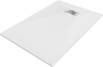 Mexen Hugo obdélníková sprchová vanička SMC 100 x 90 cm, bílá, nerezový kryt - 42109010-X