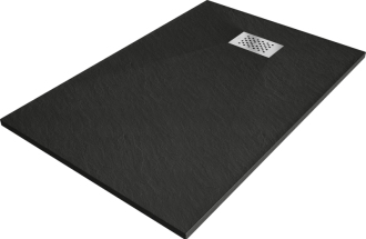 Mexen Hugo obdélníková sprchová vanička SMC 100 x 90 cm, černá, nerezový kryt - 42709010-X