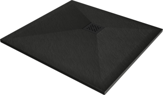 Mexen Stone+ čtvercová kompozitová vanička 100x100 cm, černá, černý potah 44701010-B
