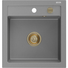 Mexen Vito 1miskový granitový dřez 520 x 490 mm, šedý, zlatý sifon - 6503521000-71-G