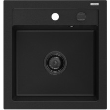 Mexen Vito 1miskový granitový dřez 520 x 490 mm, černý, černý sifon - 6503521000-77-B