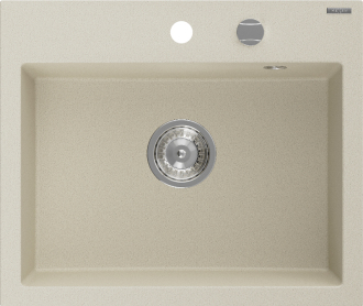 Mexen Oscar 1miskový granitový dřez 580 x 490 mm, béžový, chromový sifon - 6519581000-69