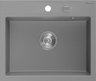 Mexen Oscar 1miskový granitový dřez 580 x 490 mm, šedý, chromový sifon - 6519581000-71