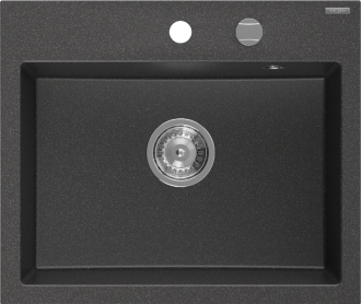 Mexen Oscar 1miskový granitový dřez 580 x 490 mm, melír černý, chromový sifon - 6519581000-76