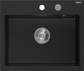 Mexen Oscar 1miskový granitový dřez 580 x 490 mm, černý, chromový sifon - 6519581000-77