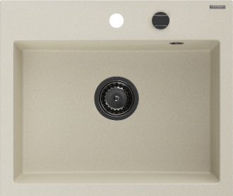 Mexen Oscar 1miskový granitový dřez 580 x 490 mm, béžový, černý sifon - 6519581000-69-B