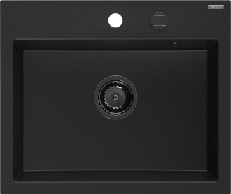 Mexen Oscar 1miskový granitový dřez 580 x 490 mm, černý, černý sifon - 6519581000-77-B