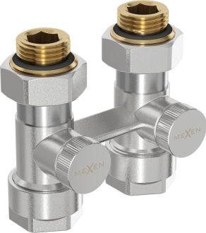Mexen dvoutrubkový radiátorový ventil DN50, přímý 1/2"x16 mm, nikl - W912-016-01