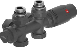 Mexen G00 úhlový/přímý termostatický set, Duplex, DN50, antracit - W908-900-66