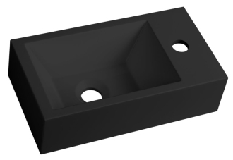 AMAROK umývátko, litý mramor, 40x22cm, baterie vpravo, černá mat AR500B